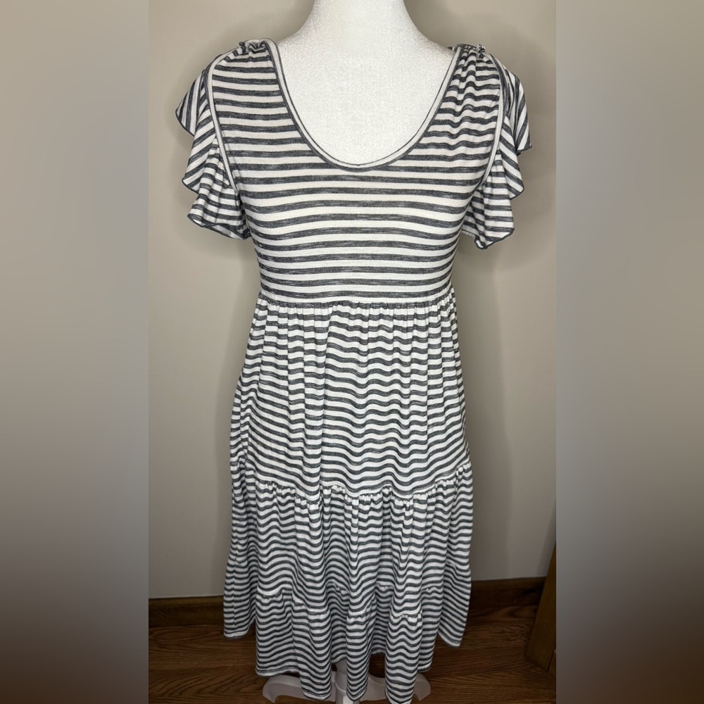 Max Studio Striped Tie-Shoulder Ruffle Sleeve Dress – Womens Size XS